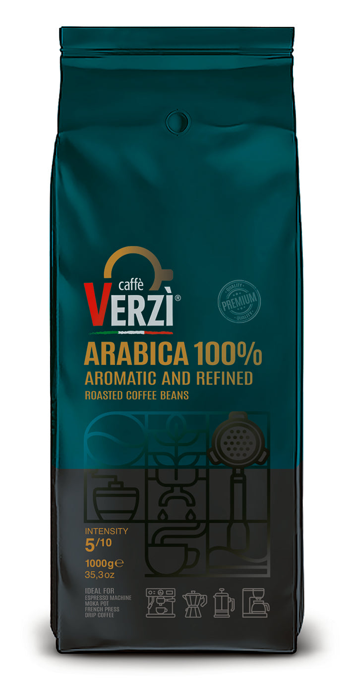 Daily Crema Verzi Coffee Arabica 100% Aromatic and Refined roasted coffee beans package 1kg
