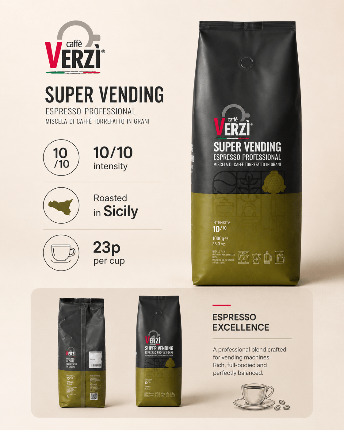 Daily Crema Vending - Whole beans 1kg - Italian coffee by Daily Crema
